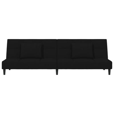 2-Seater Sofa Bed with Two Pillows Black Velvet