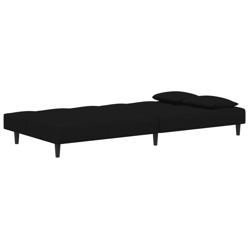 2-Seater Sofa Bed with Two Pillows Black Velvet