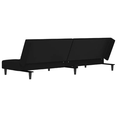 2-Seater Sofa Bed with Two Pillows Black Velvet