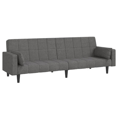 2-Seater Sofa Bed with Two Pillows Light Grey Fabric