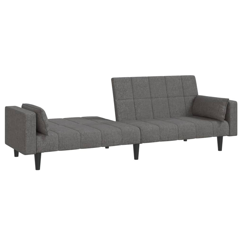 2-Seater Sofa Bed with Two Pillows Light Grey Fabric