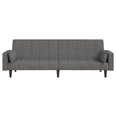 2-Seater Sofa Bed with Two Pillows Light Grey Fabric