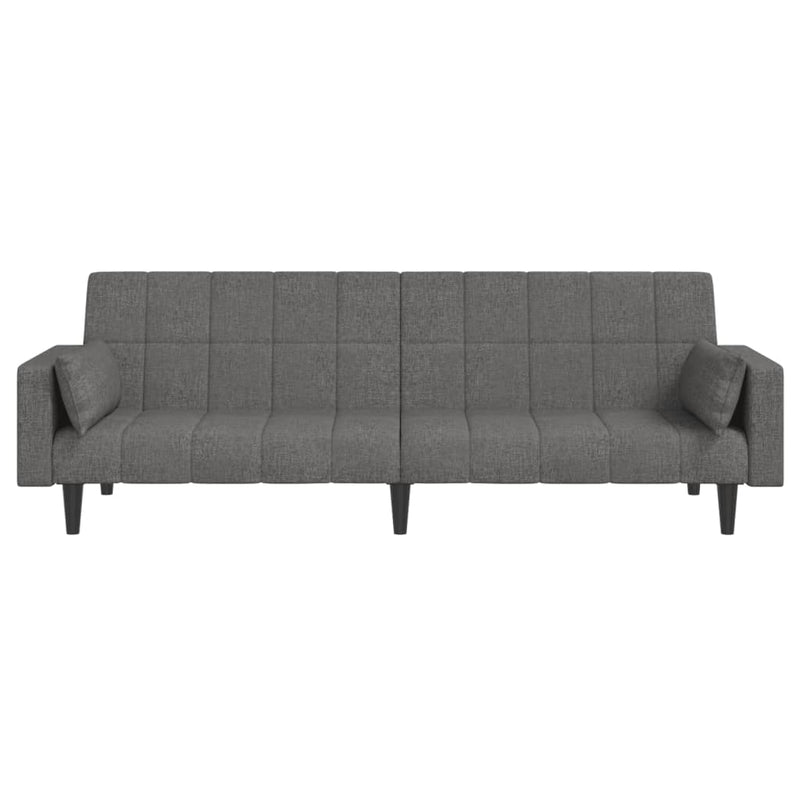 2-Seater Sofa Bed with Two Pillows Light Grey Fabric