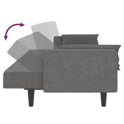 2-Seater Sofa Bed with Two Pillows Light Grey Fabric