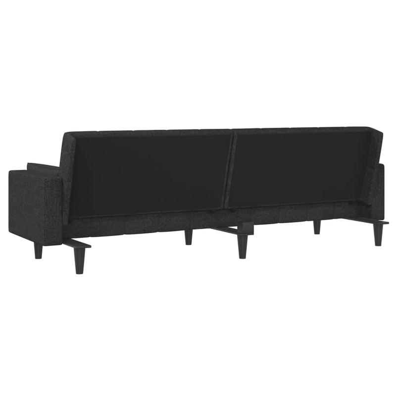 2-Seater Sofa Bed with Two Pillows Black Fabric