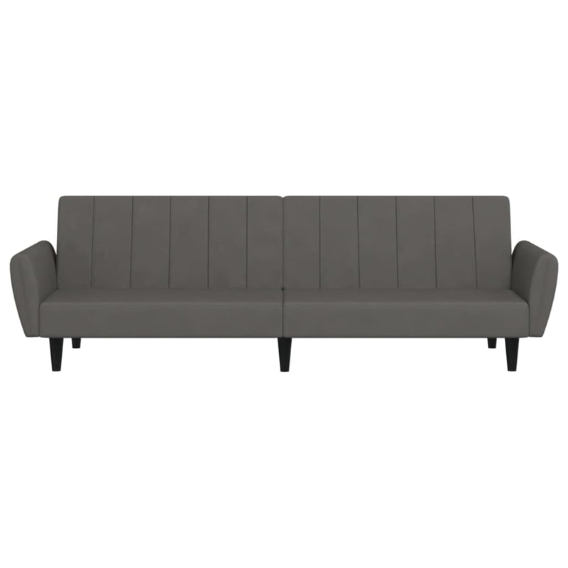 2-Seater Sofa Bed Dark Grey Velvet