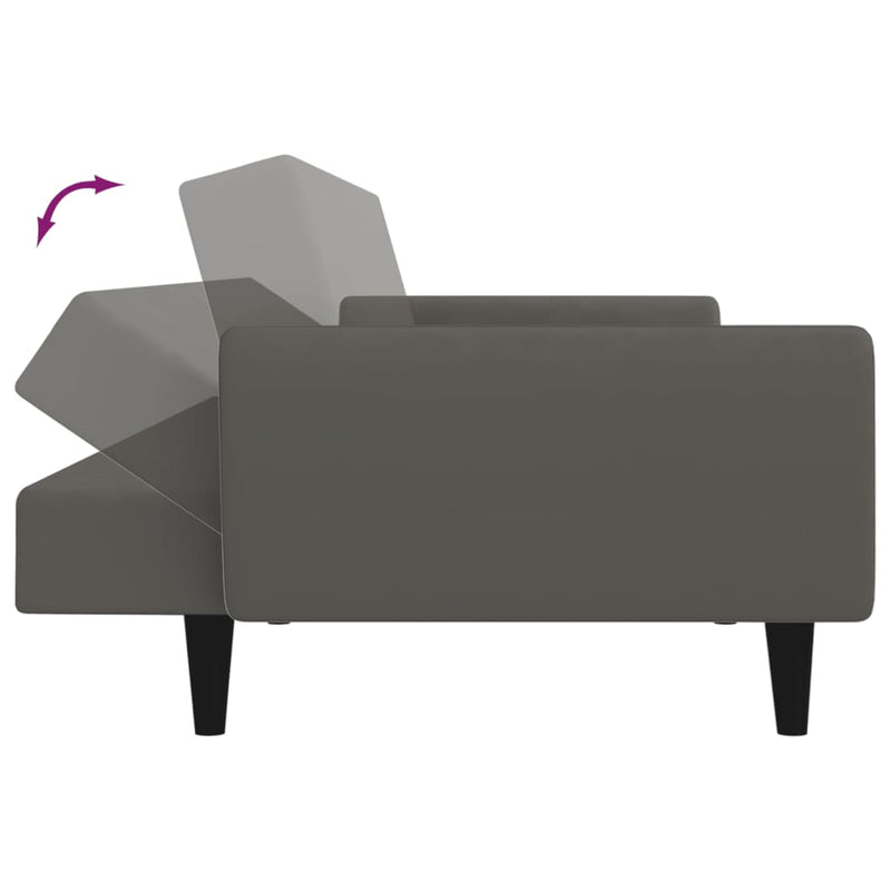 2-Seater Sofa Bed Dark Grey Velvet