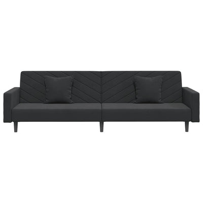 2-Seater Sofa Bed with Two Pillows Black Velvet