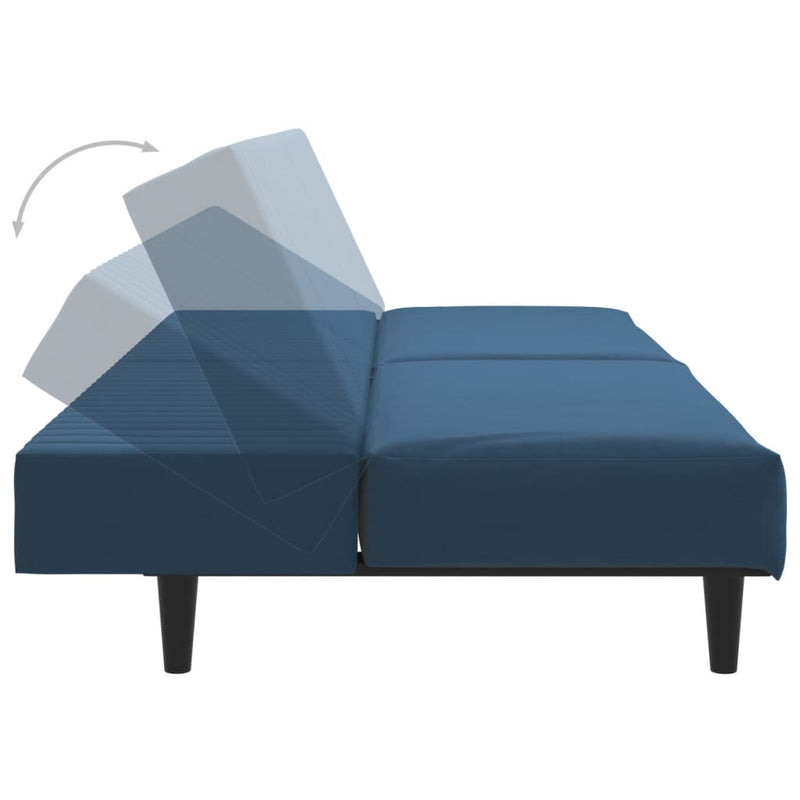 2-Seater Sofa Bed Blue Velvet