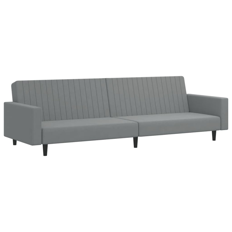 2-Seater Sofa Bed Light Grey Velvet