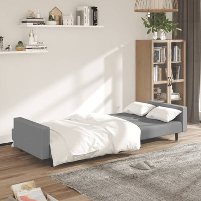 2-Seater Sofa Bed Light Grey Velvet