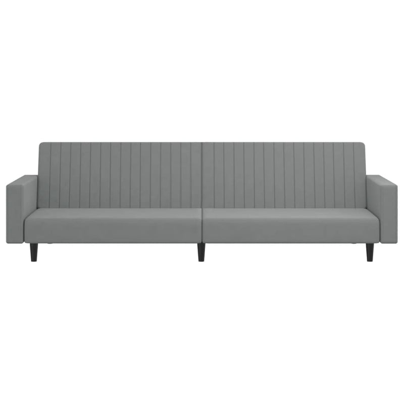 2-Seater Sofa Bed Light Grey Velvet