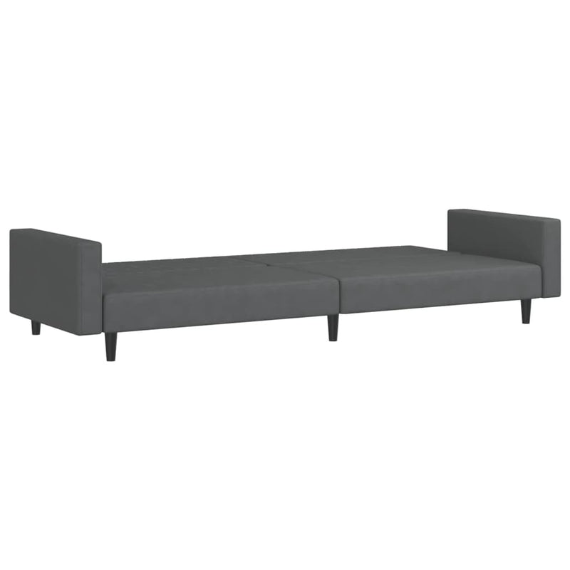 2-Seater Sofa Bed Dark Grey Velvet