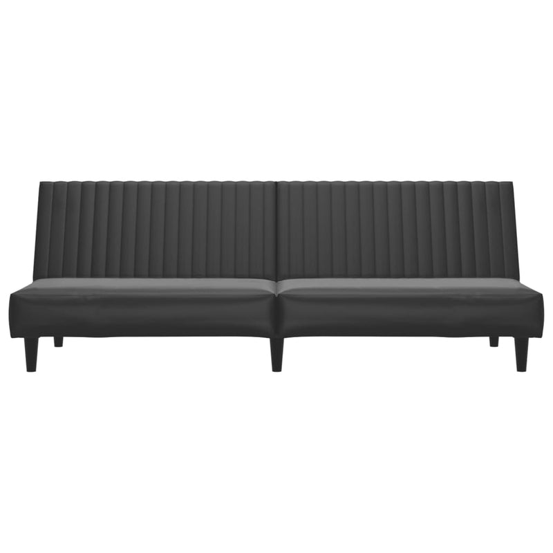 2-Seater Sofa Bed Black Faux Leather