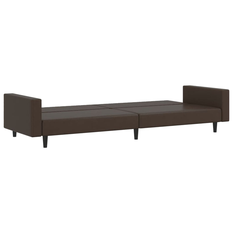 2-Seater Sofa Bed Brown Faux Leather