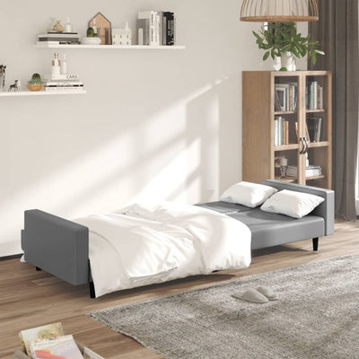 2-Seater Sofa Bed Grey Faux Leather
