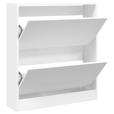 Shoe Cabinet White 80x21x87.5 cm Engineered Wood
