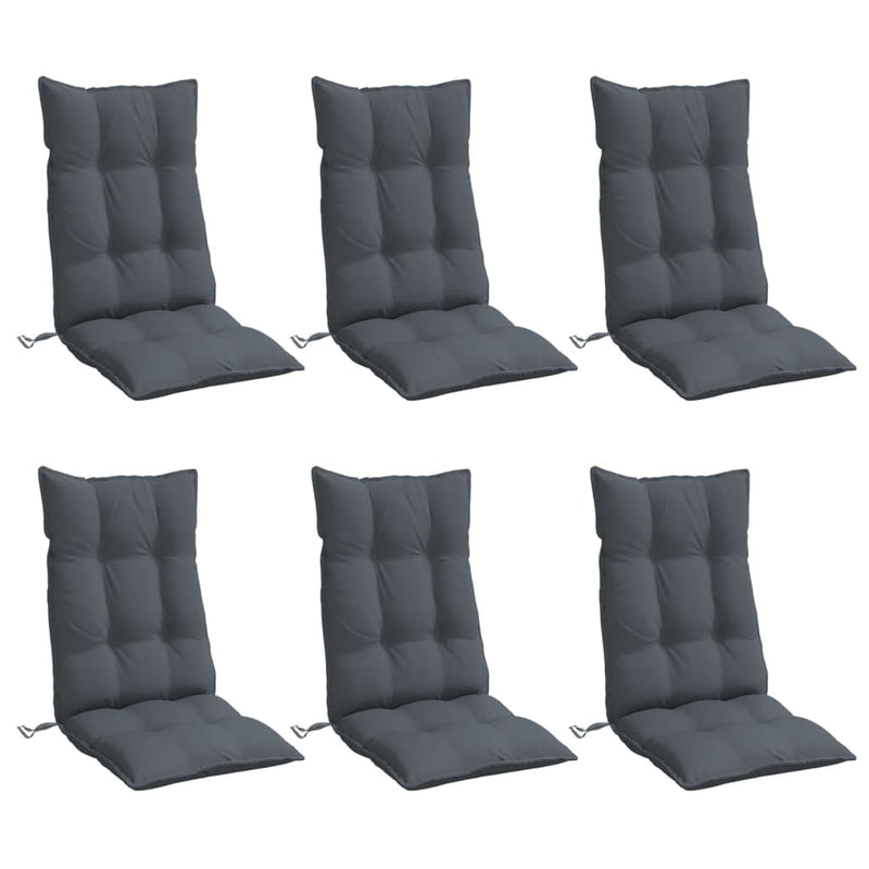 Highback Chair Cushions 6 pcs Anthracite Oxford Fabric