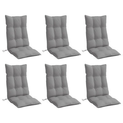 Highback Chair Cushions 6 pcs Grey Oxford Fabric