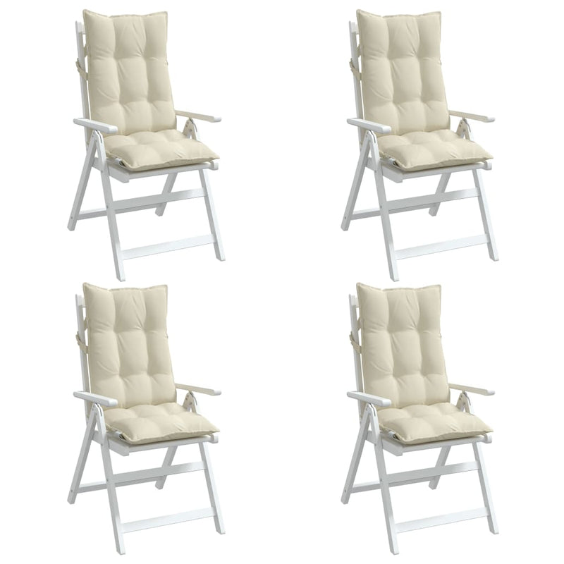 Highback Chair Cushions 4 pcs Cream Oxford Fabric