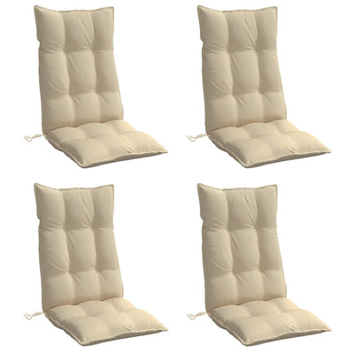 Highback Chair Cushions 4 pcs Beige Oxford Fabric