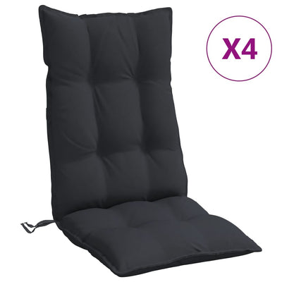 Highback Chair Cushions 4 pcs Black Oxford Fabric