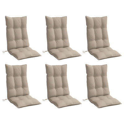 Highback Chair Cushions 6 pcs Taupe Oxford Fabric