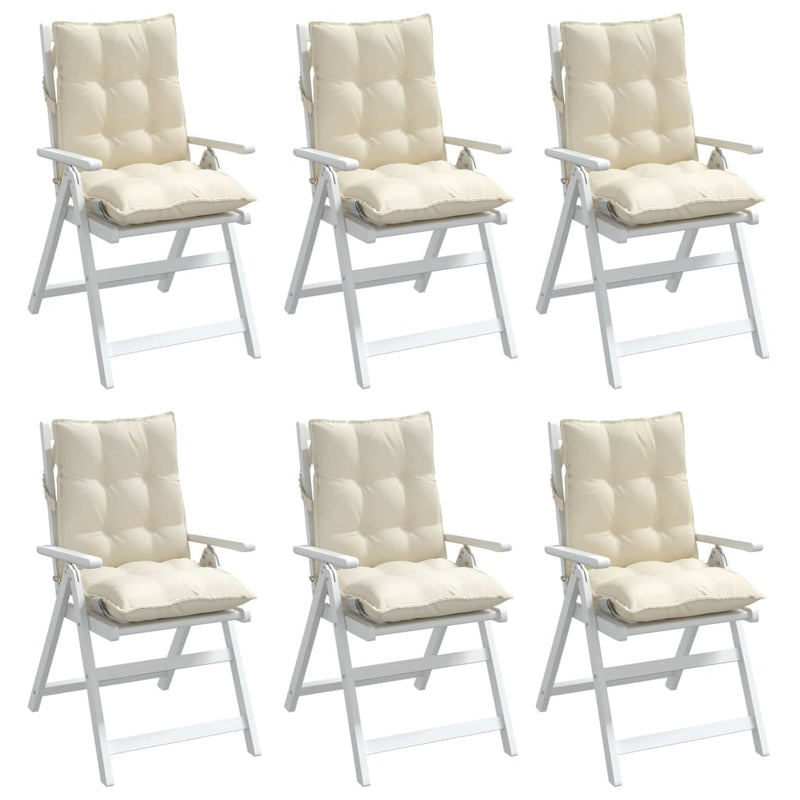 Lowback Chair Cushions 6 pcs Cream Oxford Fabric