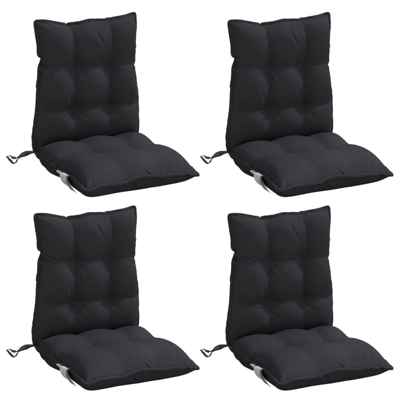 Lowback Chair Cushions 4 pcs Black Oxford Fabric