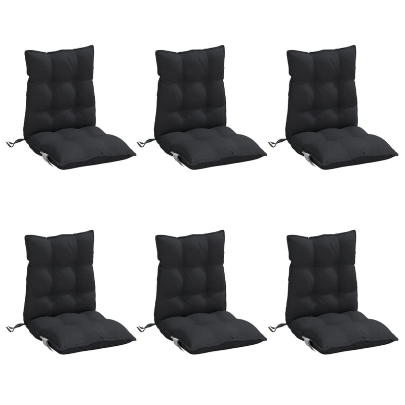 Lowback Chair Cushions 6 pcs Black Oxford Fabric