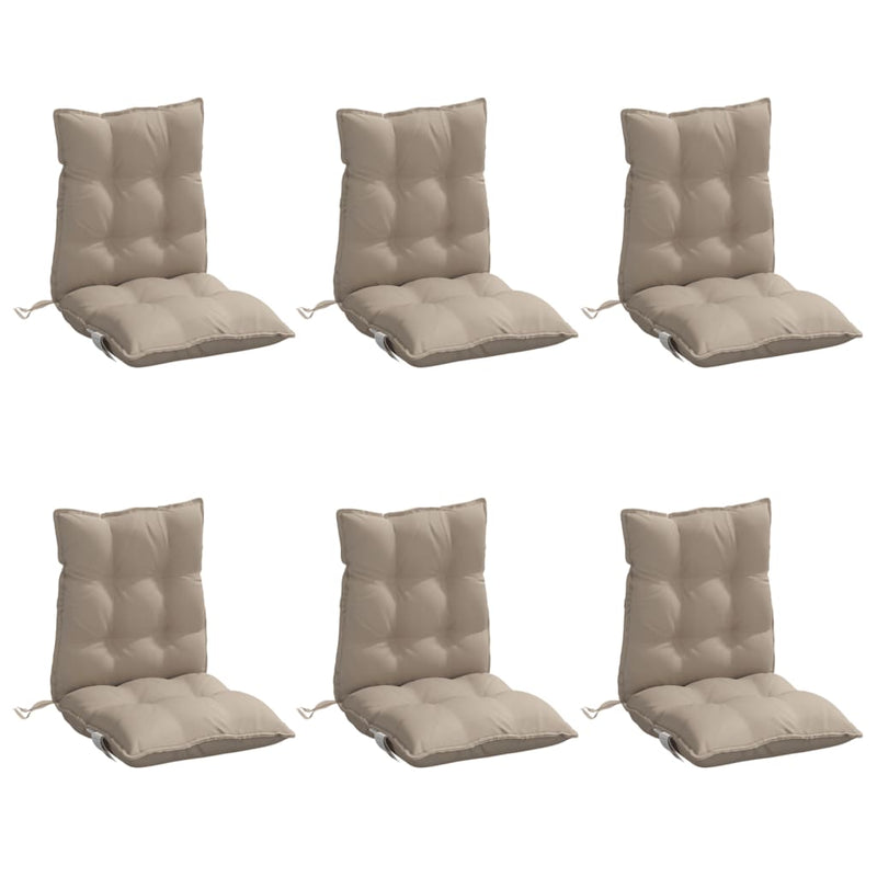 Lowback Chair Cushions 6 pcs Taupe Oxford Fabric