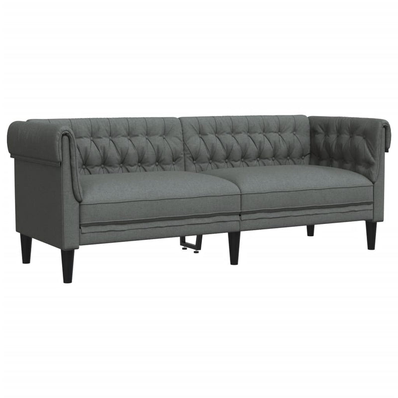 Chesterfield Sofa 3-Seater Dark Grey Fabric