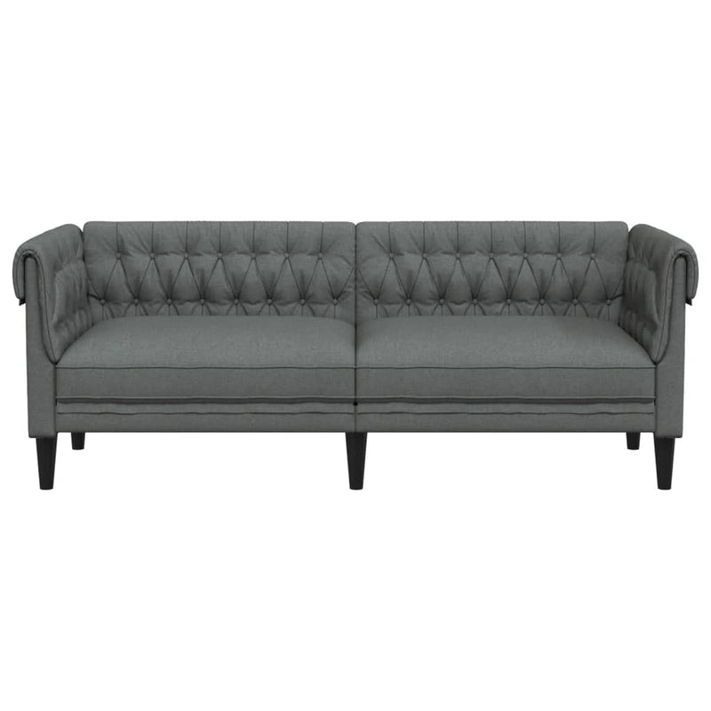 Chesterfield Sofa 3-Seater Dark Grey Fabric