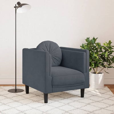 Sofa Chair with Cushion Dark Grey Velvet