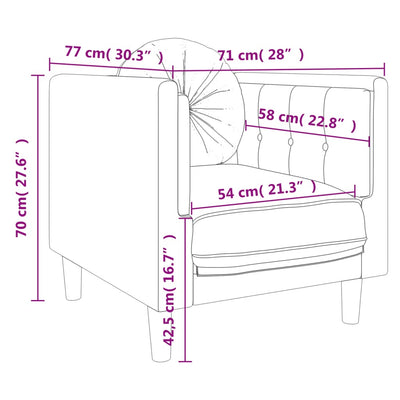 Sofa Chair with Cushion Dark Grey Velvet