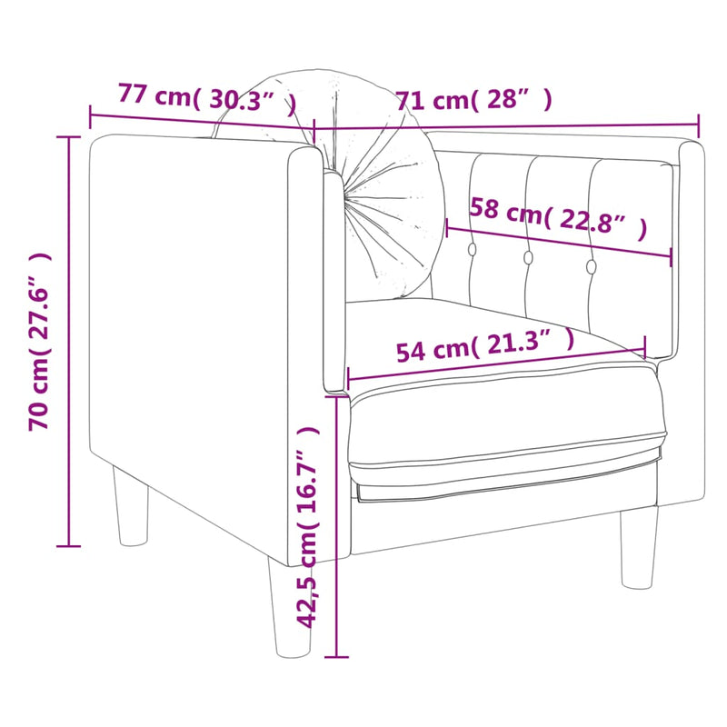 Sofa Chair with Cushion Dark Grey Velvet