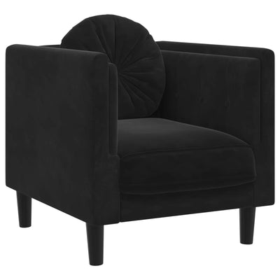 Sofa Chair with Cushion Black Velvet