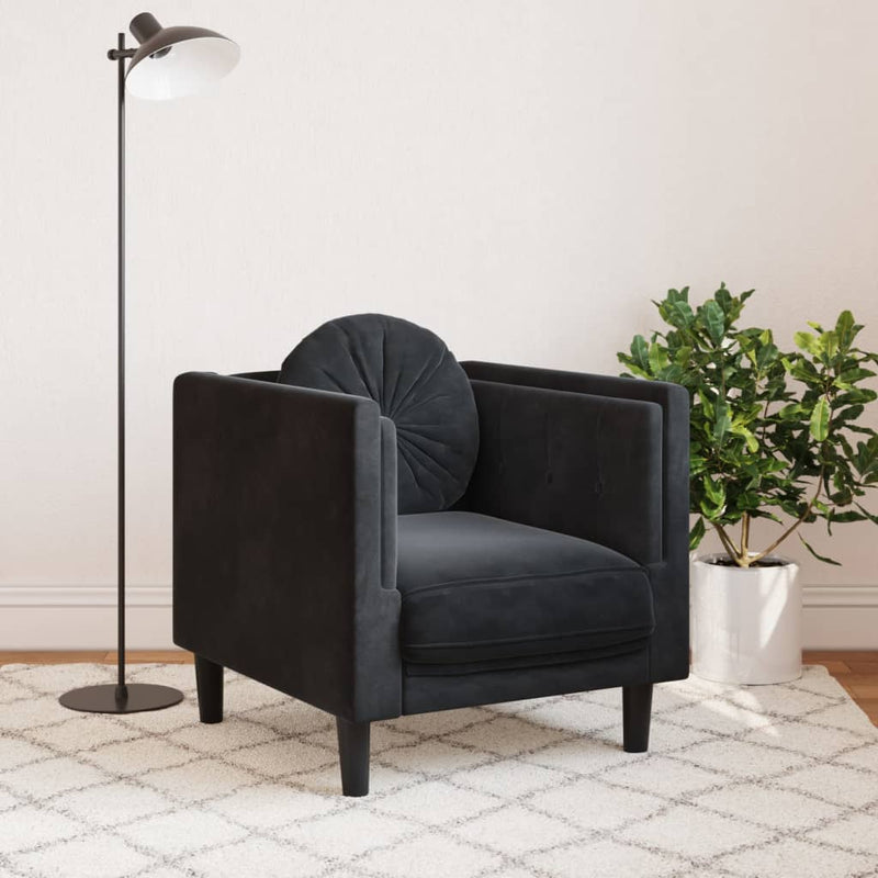 Sofa Chair with Cushion Black Velvet