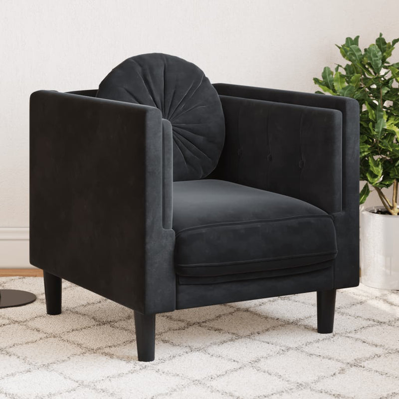 Sofa Chair with Cushion Black Velvet