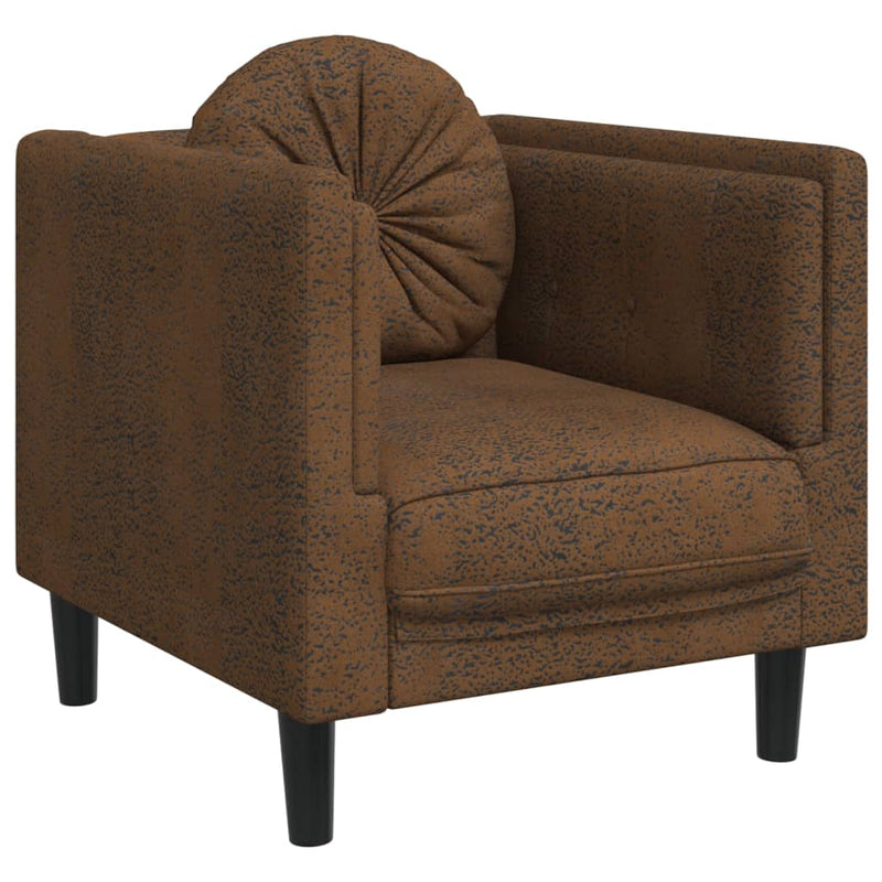 Sofa Chair with Cushion Brown Faux Suede Leather