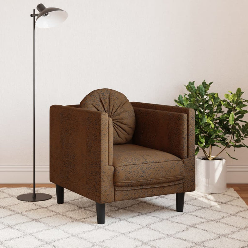 Sofa Chair with Cushion Brown Faux Suede Leather