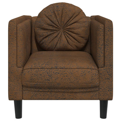 Sofa Chair with Cushion Brown Faux Suede Leather