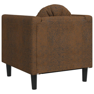 Sofa Chair with Cushion Brown Faux Suede Leather