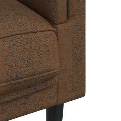 Sofa Chair with Cushion Brown Faux Suede Leather