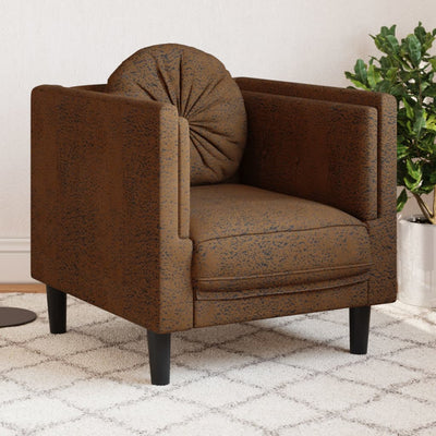 Sofa Chair with Cushion Brown Faux Suede Leather