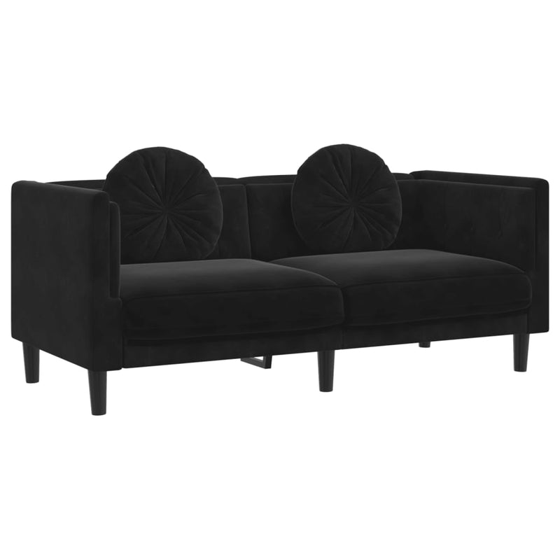 Sofa with Cushions 2-Seater Black Velvet