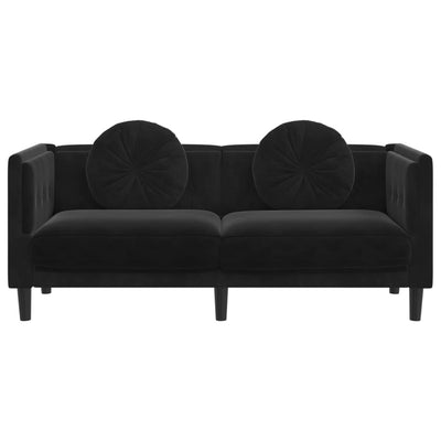 Sofa with Cushions 2-Seater Black Velvet