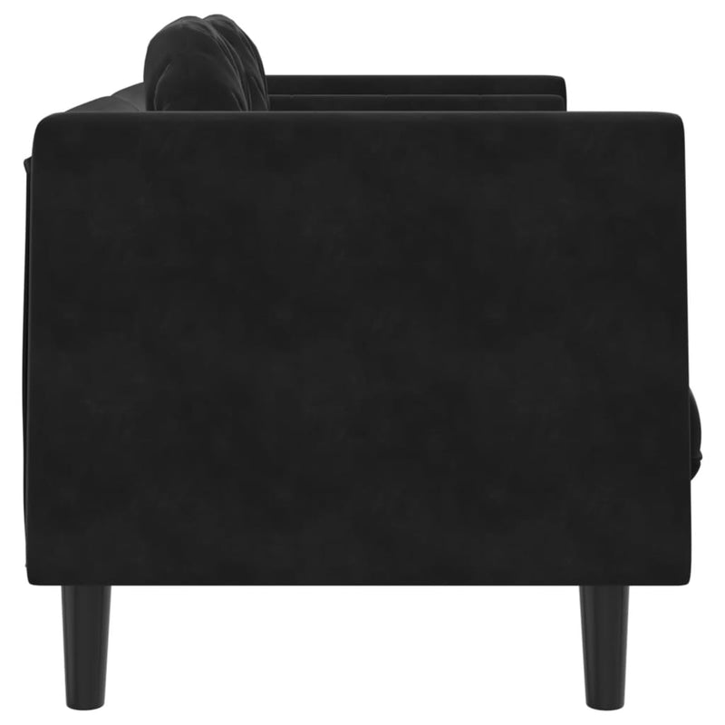 Sofa with Cushions 2-Seater Black Velvet