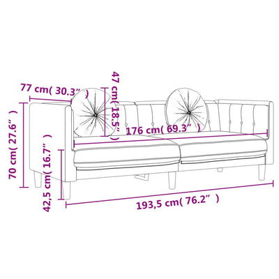 Sofa with Cushions 3-Seater Dark Grey Velvet