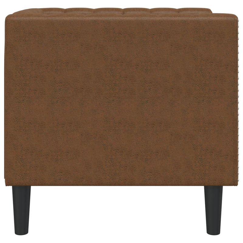 Chesterfield Sofa Chair Brown Faux Suede Leather